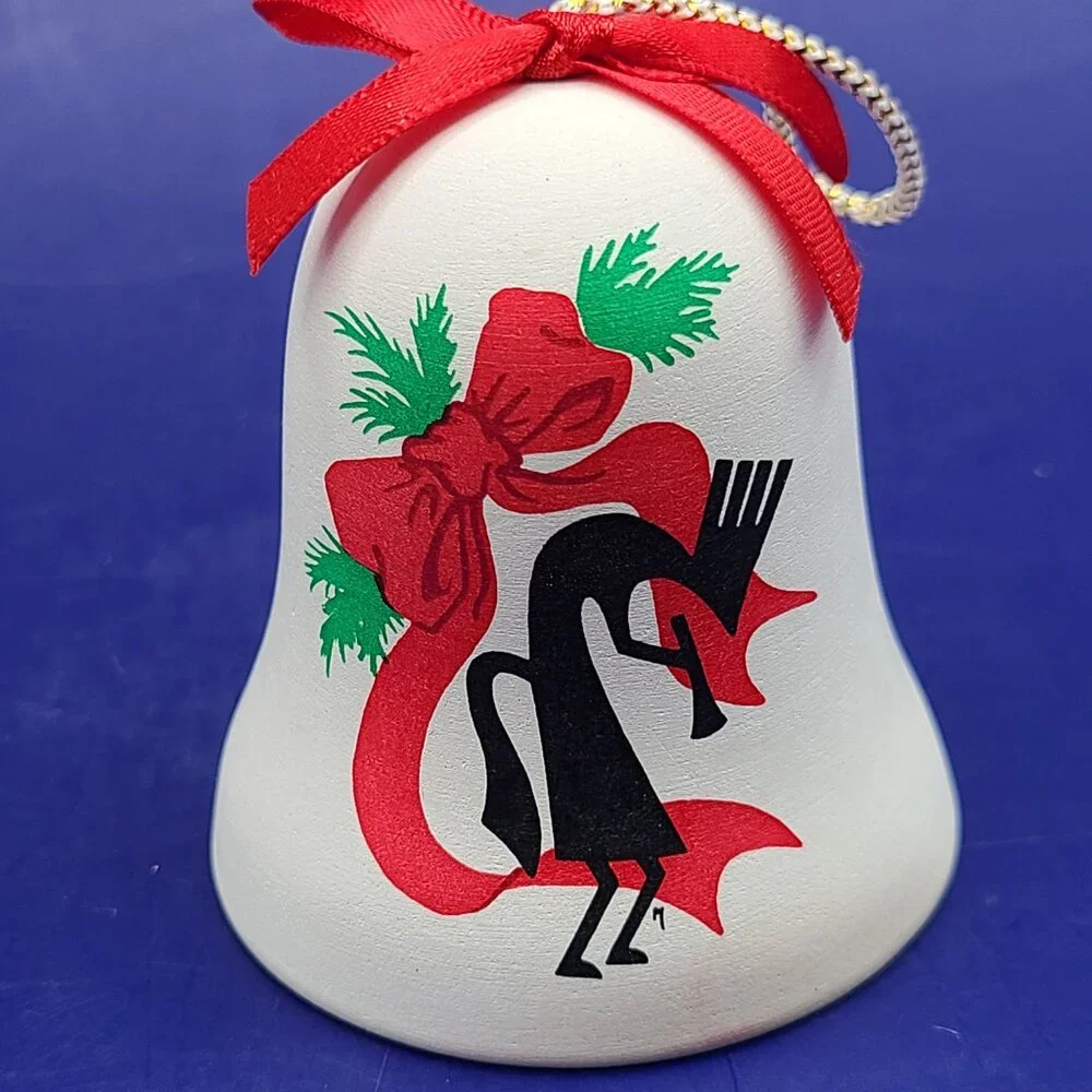 CLEARANCE Vintage Christmas Bells Sandstone Kokopelli Goebel 1987 TeddySanta